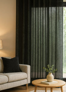 Inbetween gordijn Linnenlook zwart - Maatwerkgordijnen.nl