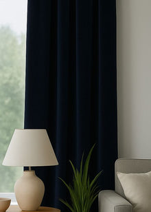Velours gordijn Donkerblauw - Maatwerkgordijnen.nl