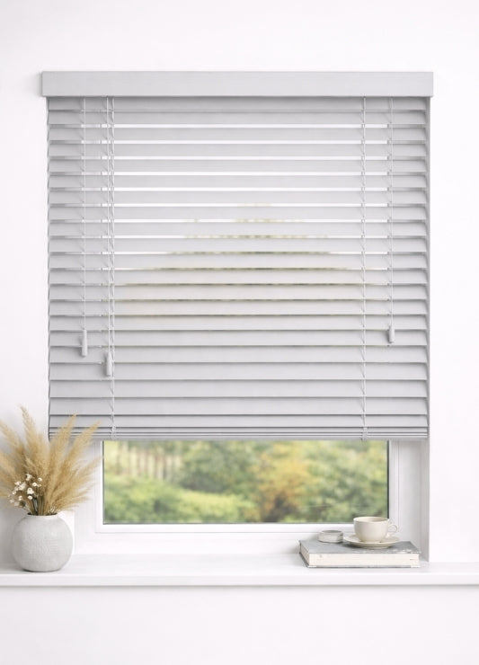 Houten Jaloezie 50mm - Softline - Pearl grey
