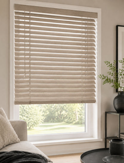Houten Jaloezie 50mm - Softline - Licht greige eiken