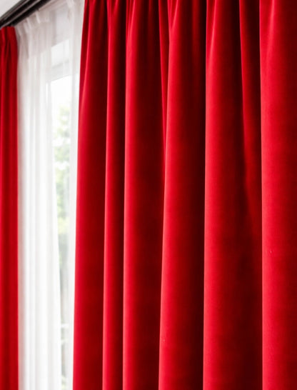 Velours gordijn - Bright red