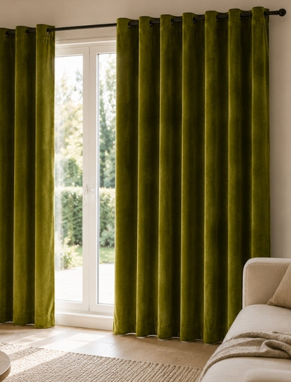 Velours gordijn - Lime