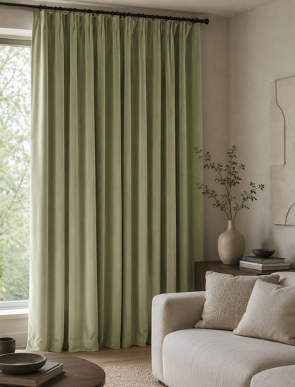 Velours gordijn - Pastelgroen