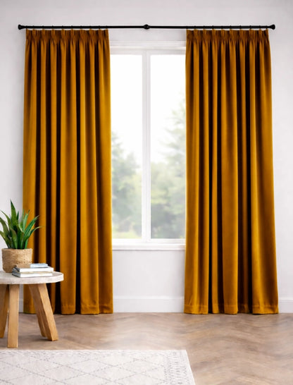 Velours gordijn Oker