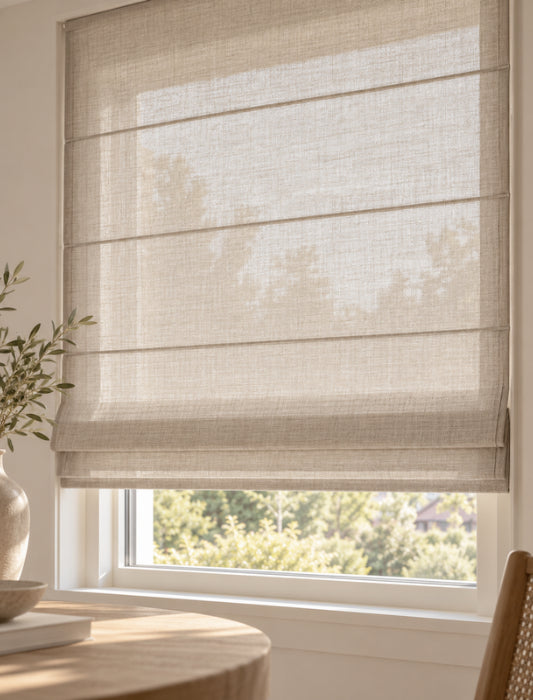 Vouwgordijn Malmo linnenlook - Beige