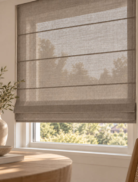 Vouwgordijn Malmo linnenlook - Taupe
