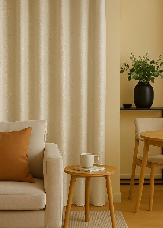 Cleveland curtain Ivory B: 150 x H: 330 cm - 1 deel - Railsysteem - Enkele plooi - Verduisterend (wit) - Maatwerkgordijnen.nl