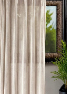 Gordijn Metallic ecru 370x240 cm - 2 delen (gelijk) - ecru - Railsysteem - Dubbele plooi - Maatwerkgordijnen.nl