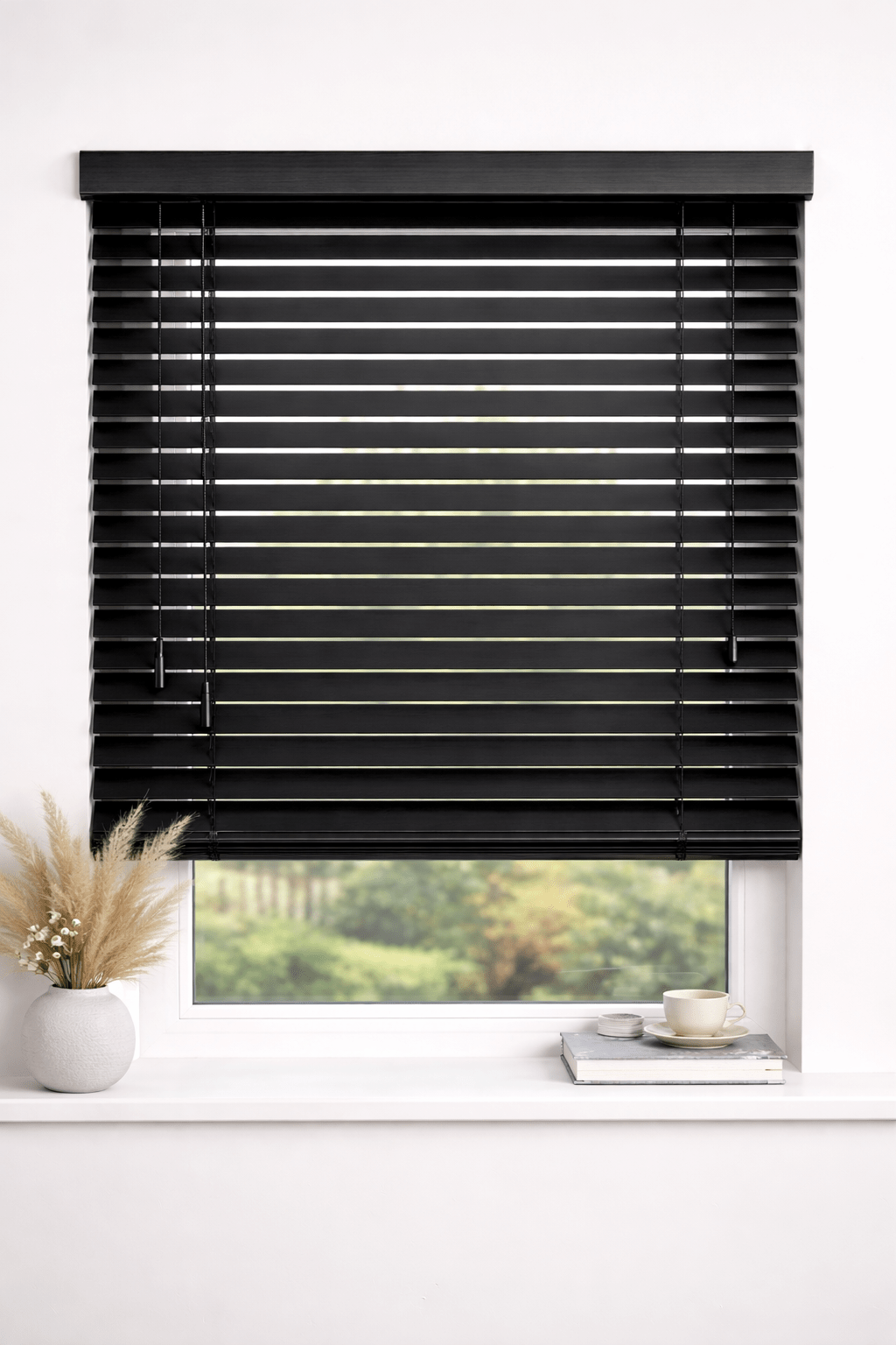 Houten Jaloezie 50mm - Softline - Zwart 001 - Maatwerkgordijnen.nl