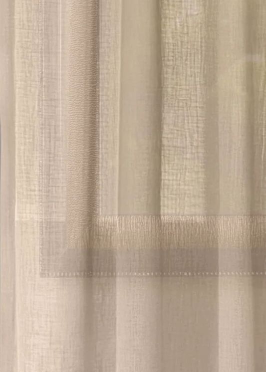 Inbetween gordijn Linnenlook beige - Maatwerkgordijnen.nl