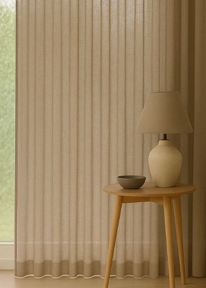 Inbetween gordijn Linnenlook taupe - Maatwerkgordijnen.nl