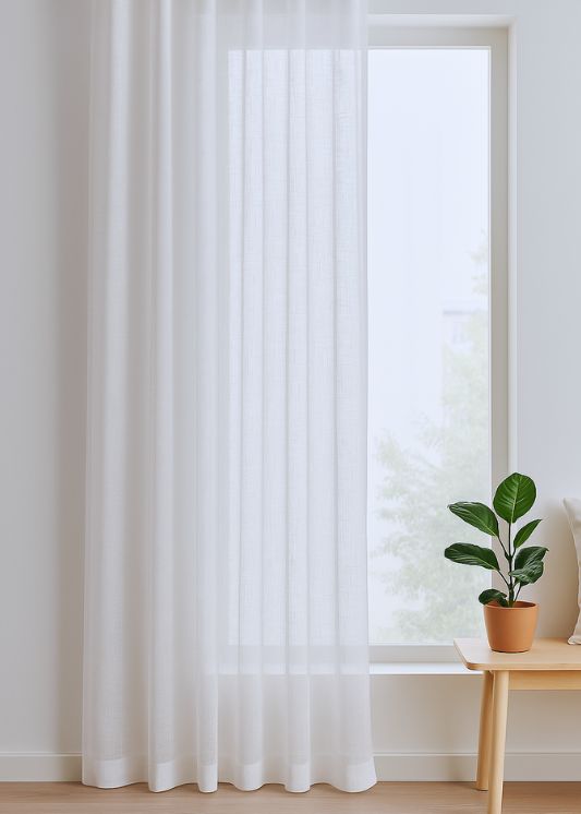 Inbetween Linnenlook Wit B: 2 x H: 2.85 cm - 1 deel - Railsysteem - Dubbele plooi - Maatwerkgordijnen.nl