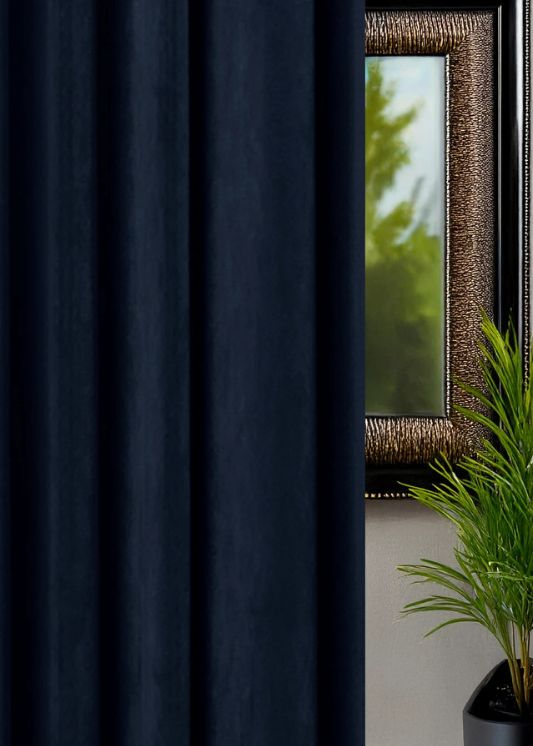 Velours gordijn Donkerblauw - Maatwerkgordijnen.nl