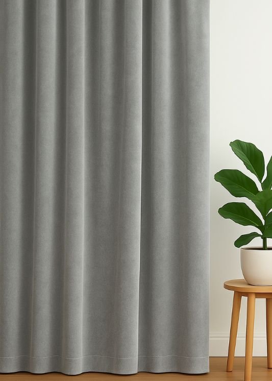 Velours gordijn Lichtgrijs - Maatwerkgordijnen.nl