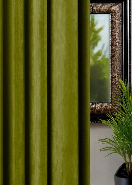 Velours gordijn Lime groen - Maatwerkgordijnen.nl