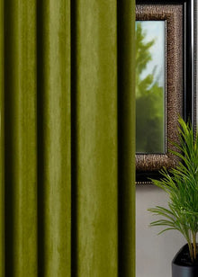 Velours gordijn Lime groen - Maatwerkgordijnen.nl