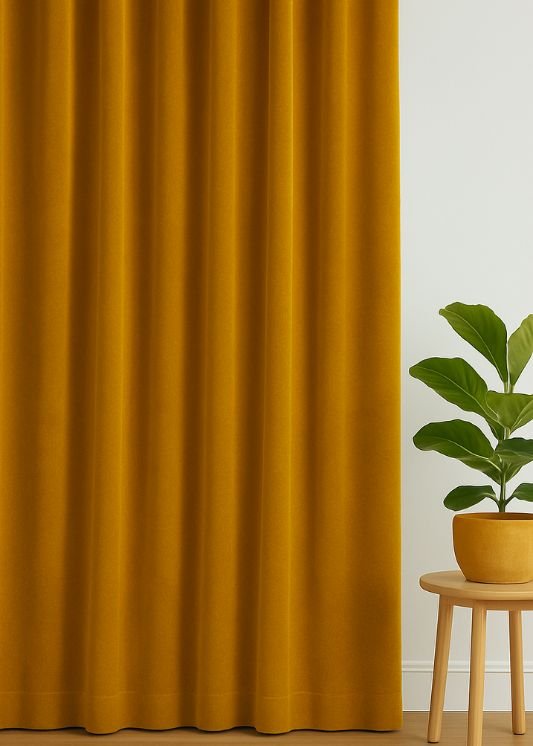 Velvet curtain Ochre – Maatwerkgordijnen.nl