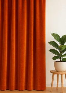 Velours gordijn Oranje - Maatwerkgordijnen.nl