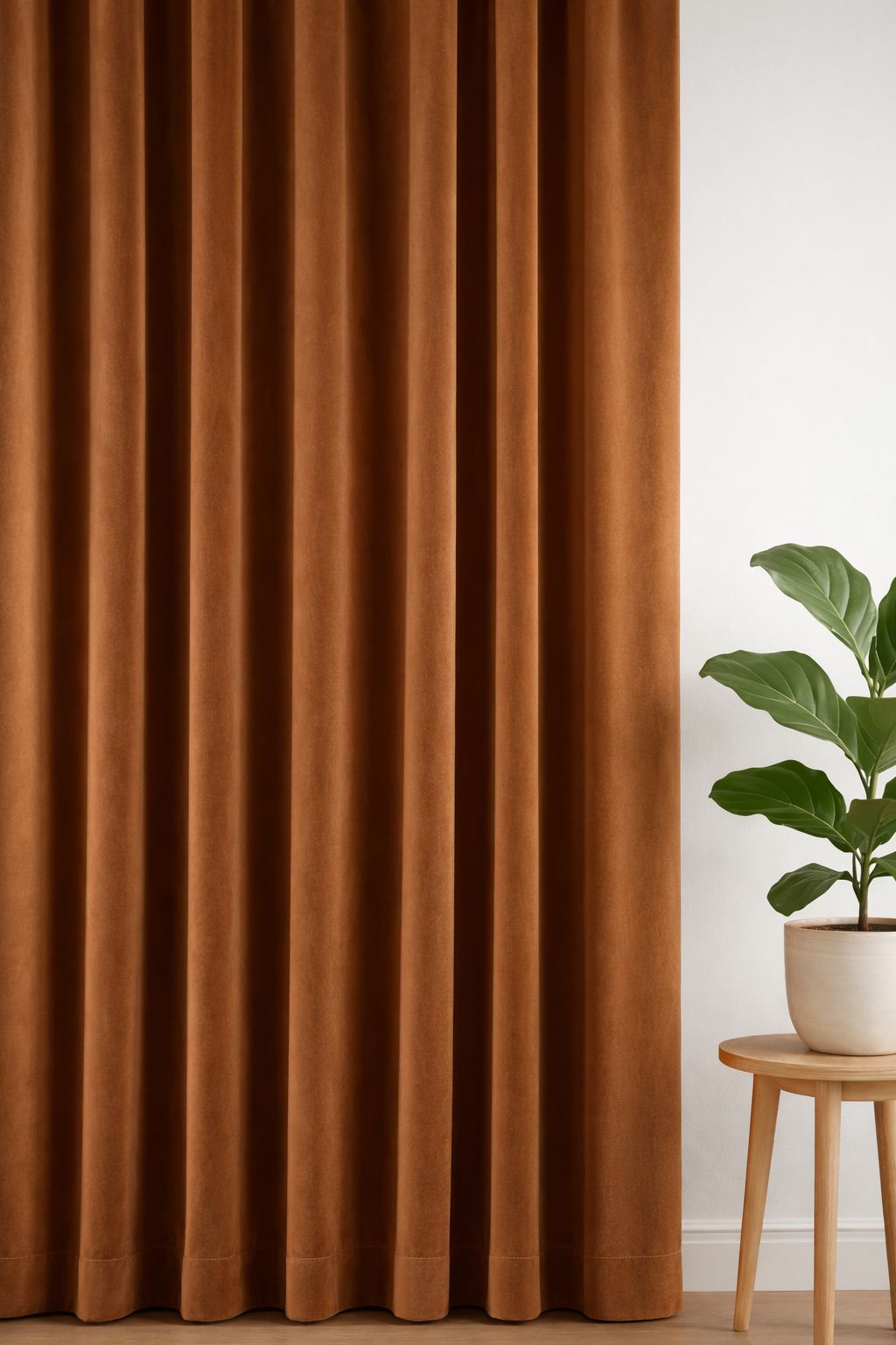 Velours gordijn Roestbruin - Maatwerkgordijnen.nl