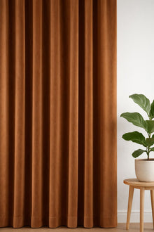 Velours gordijn Roestbruin - Maatwerkgordijnen.nl