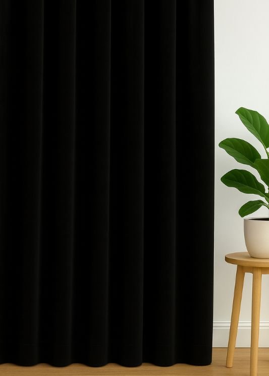 Velours gordijn Zwart - Maatwerkgordijnen.nl