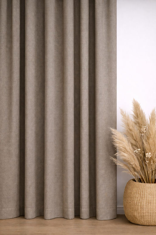 Verona Linnen Taupe - Maatwerkgordijnen.nl