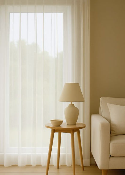 Voile gordijn Transparant Ivoor - Maatwerkgordijnen.nl