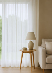 Voile Transparant wit B: 90 x H: 90 cm - 2 delen (gelijk) - Roedesysteem - Ringen (40mm goud)